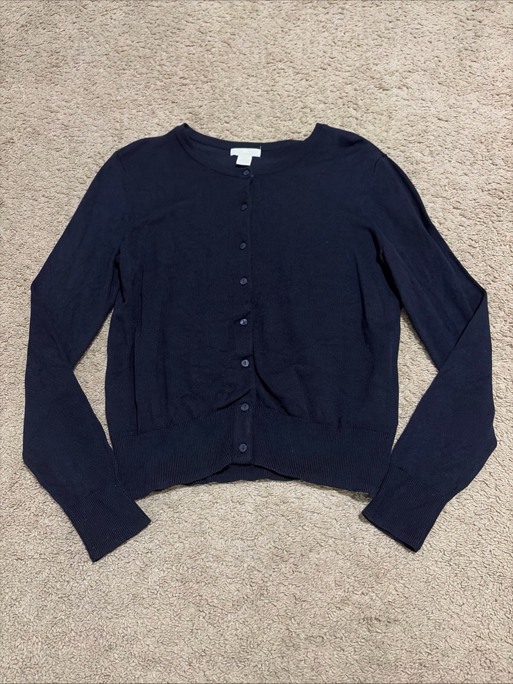 Womens H&M Navy Blue Cardigan Sweater Button Down Size Medium